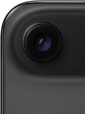 iPhone Air, Rückseite, Farbe Space Black, obere gerundete Ecke, Fusion Kamera-System mit einem Objektiv