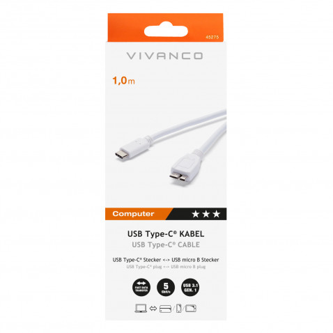 VIVANCO USB Tip C adapter kabel 1m 45275