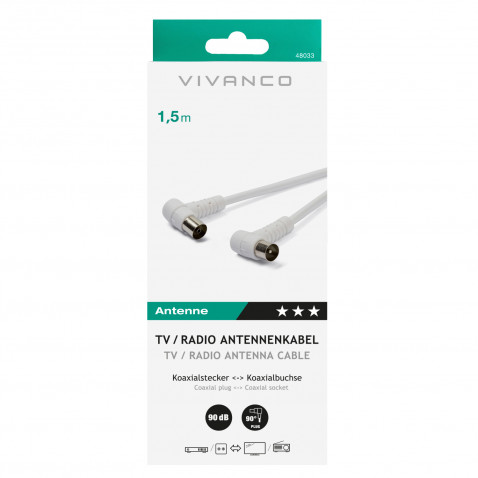 VIVANCO Kutni antenski kabel bijeli 1,5m