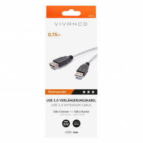 VIVANCO USB 2.0 produžni kabel 0,75m CE