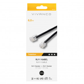 VIVANCO RJ11 prikljucni kabel crni 6m TK
