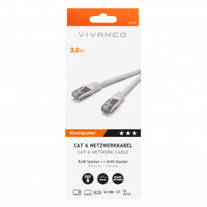 VIVANCO Mrežni kabel Cat 6, 3m, bijeli,